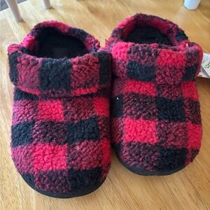 CROCS Red and Black Cozy Slippers